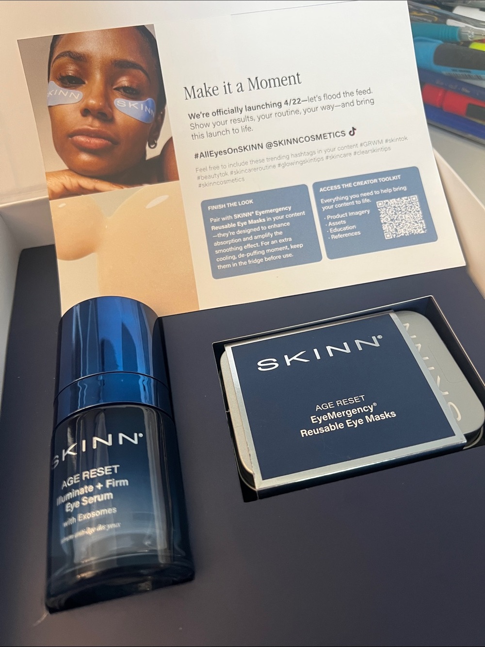 SKINN Anhydrous Eye Serum and eye masks New unopened